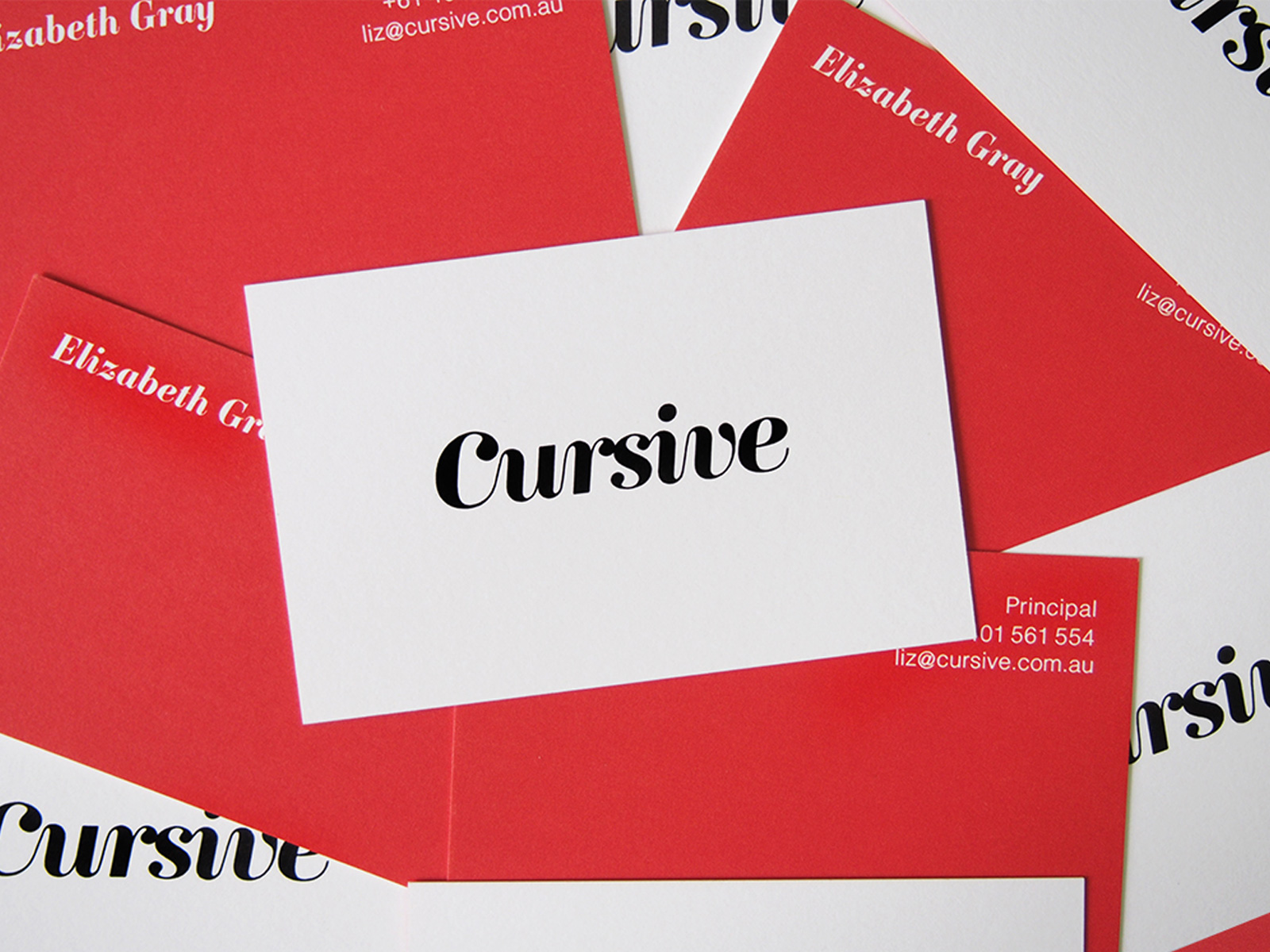 cursive logo brand business card design