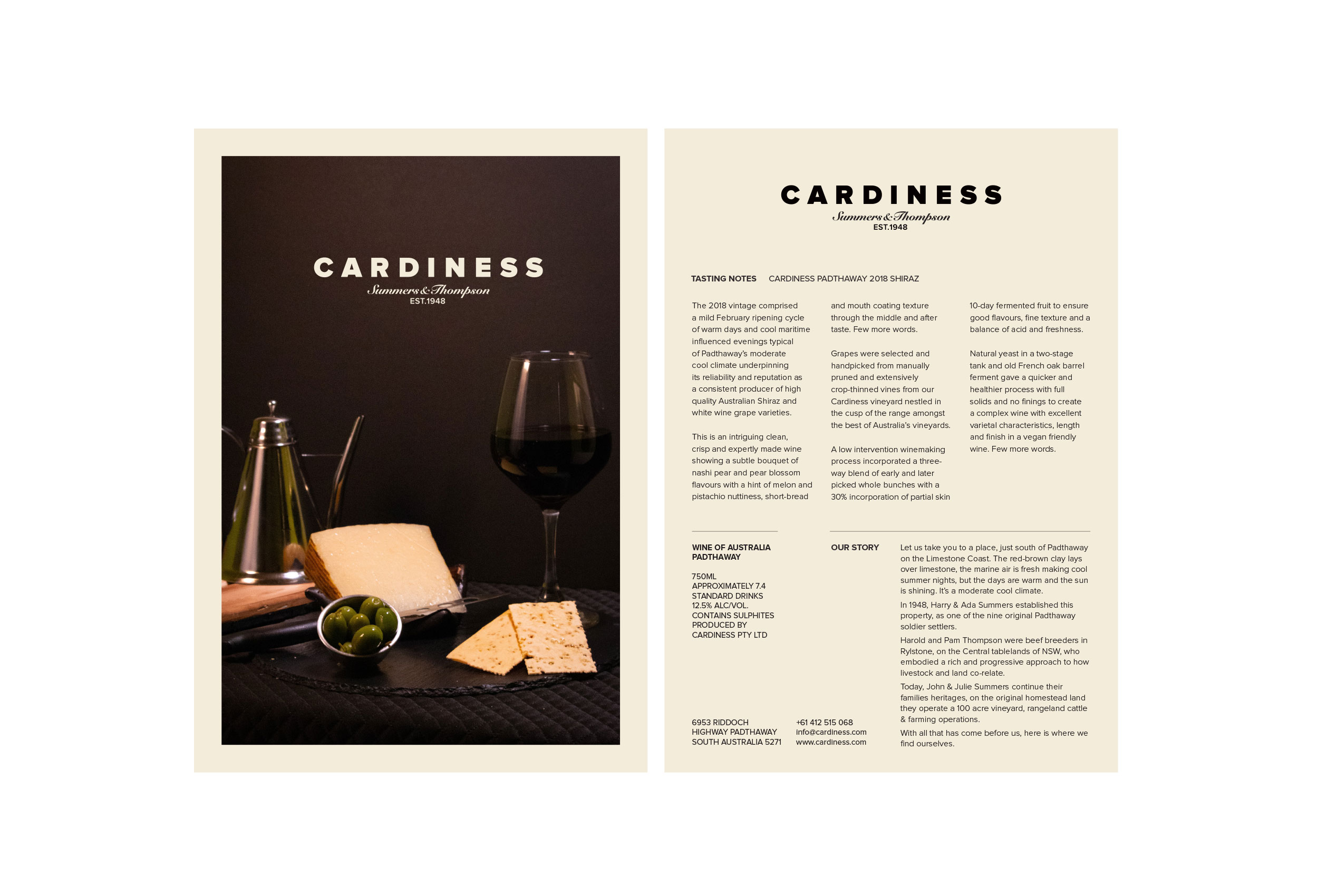 Cardiness layout design Tasting Notes