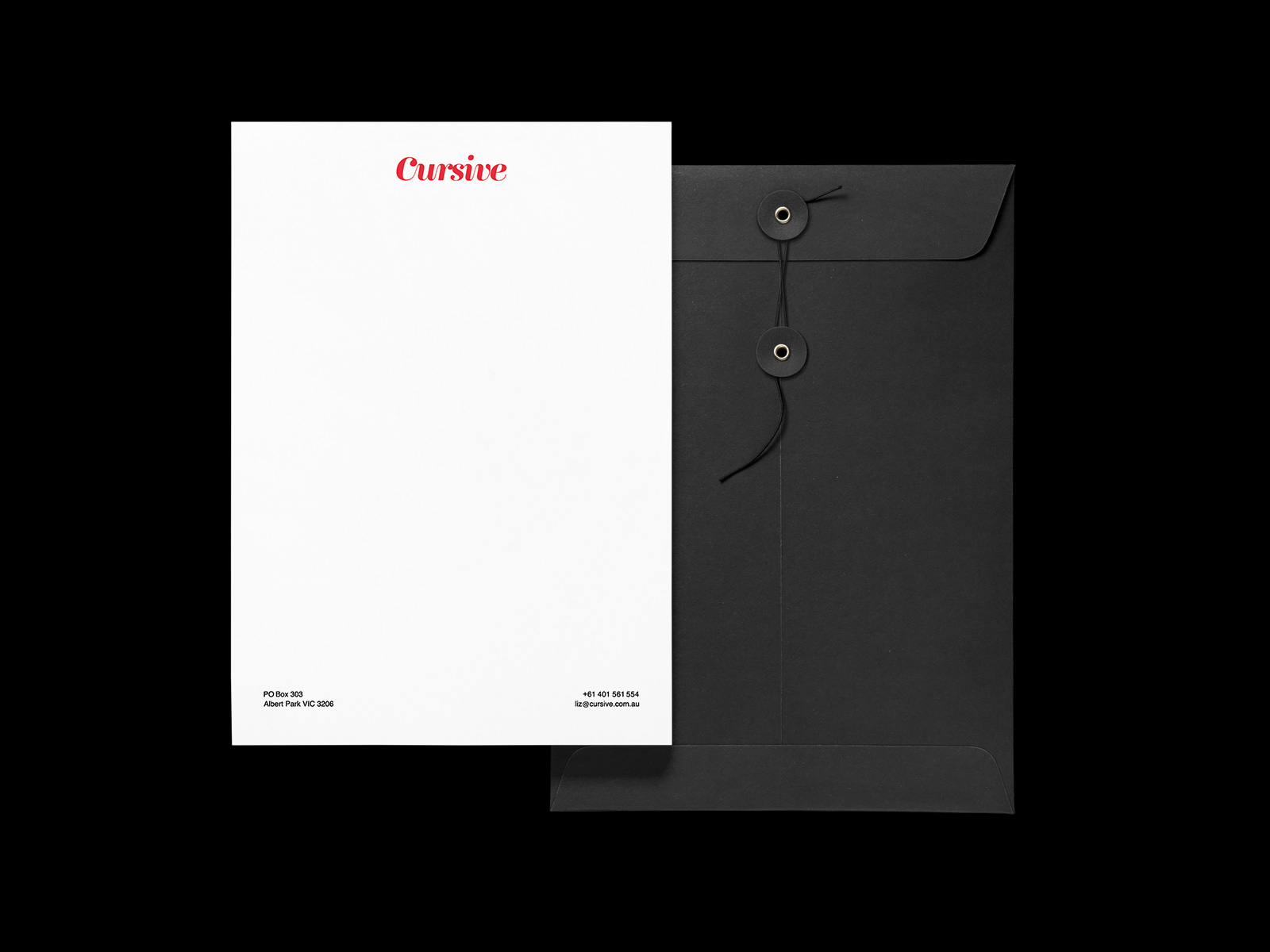 cursive logo brand letterhead design Stationery