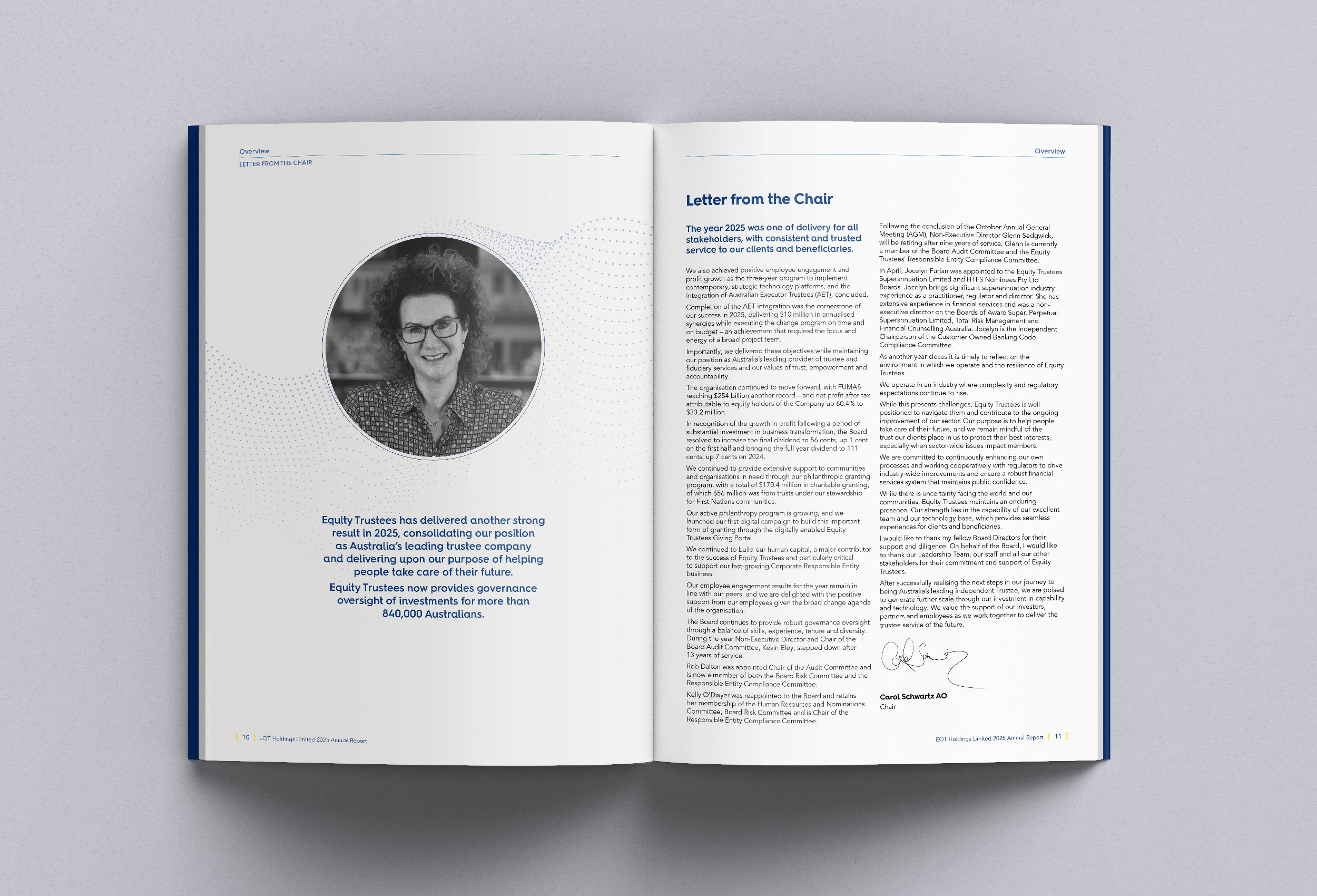 Spread of Annural Report showing Chariman's Report