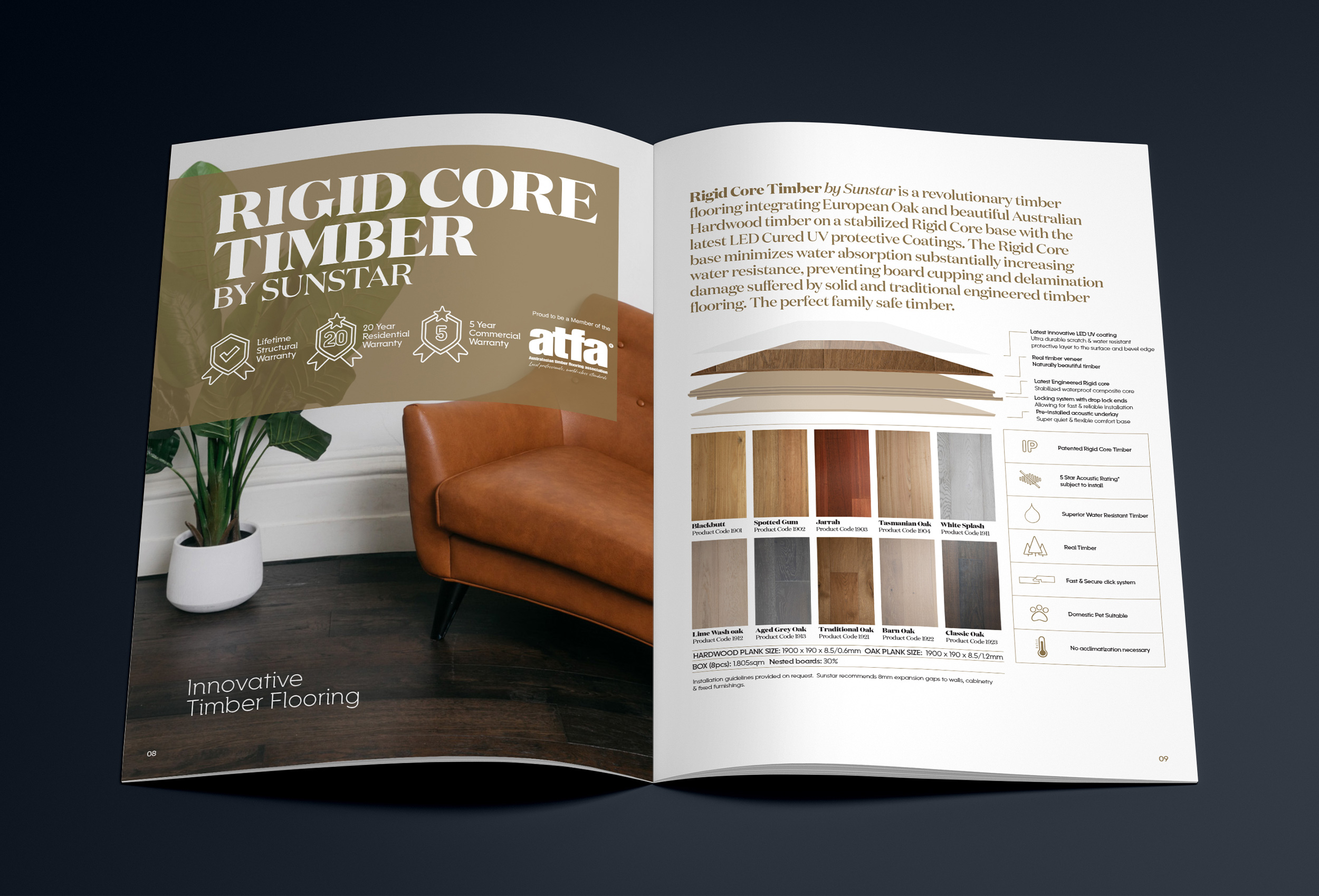 Sunstar Timber product brochure design internal layout