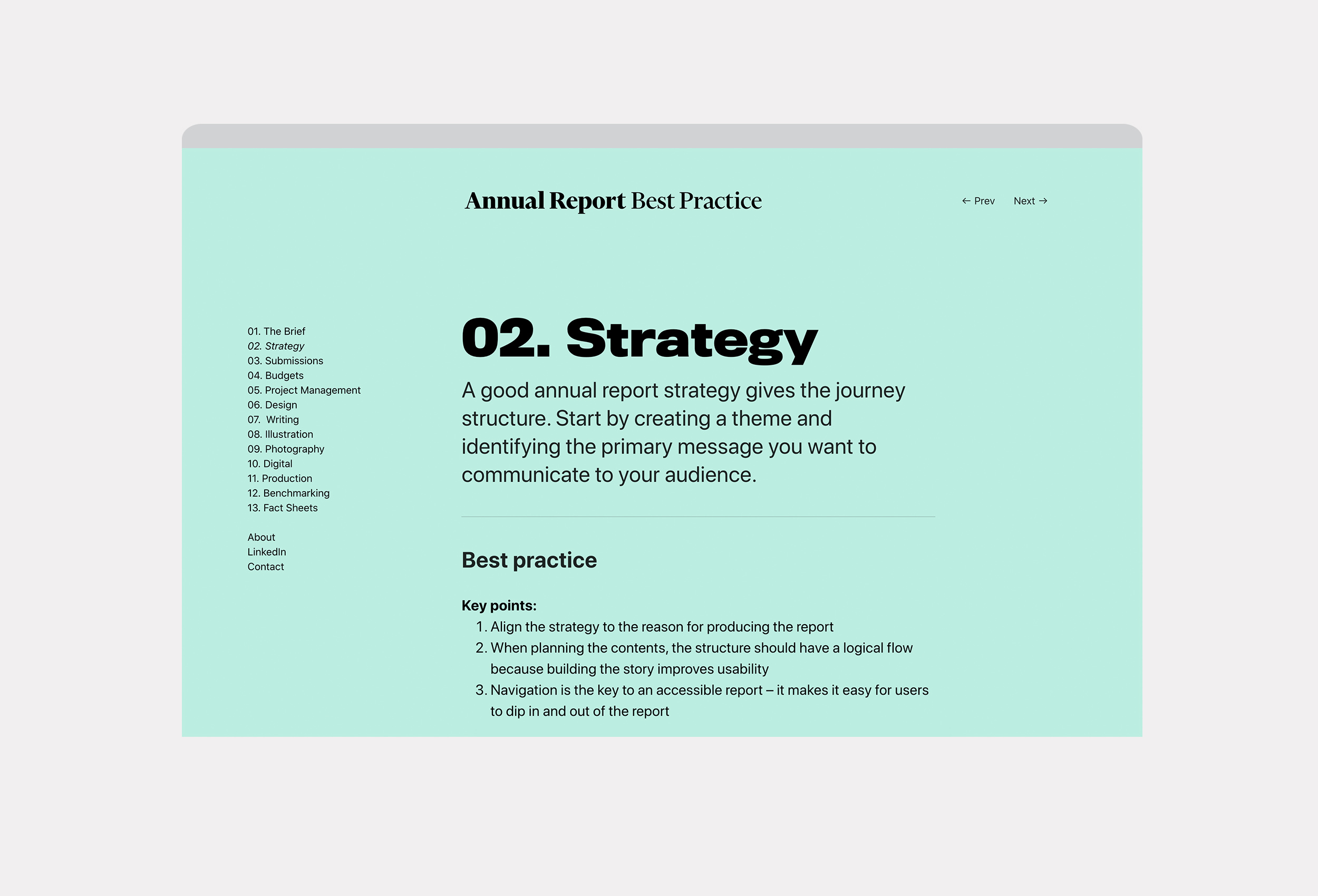 Annual Report Best Practice Strategy Website