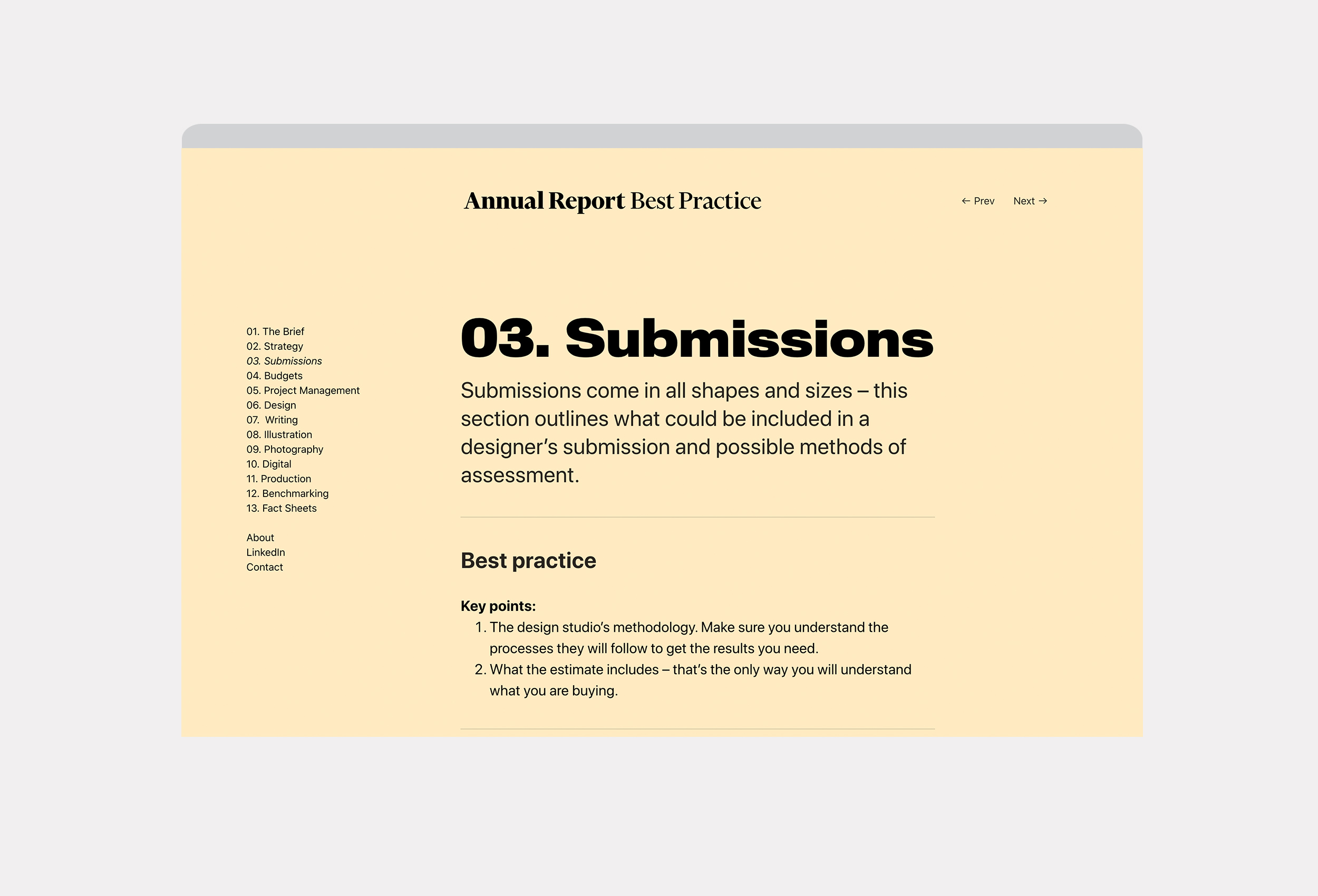 Annual Report Best Practice Submissions Website