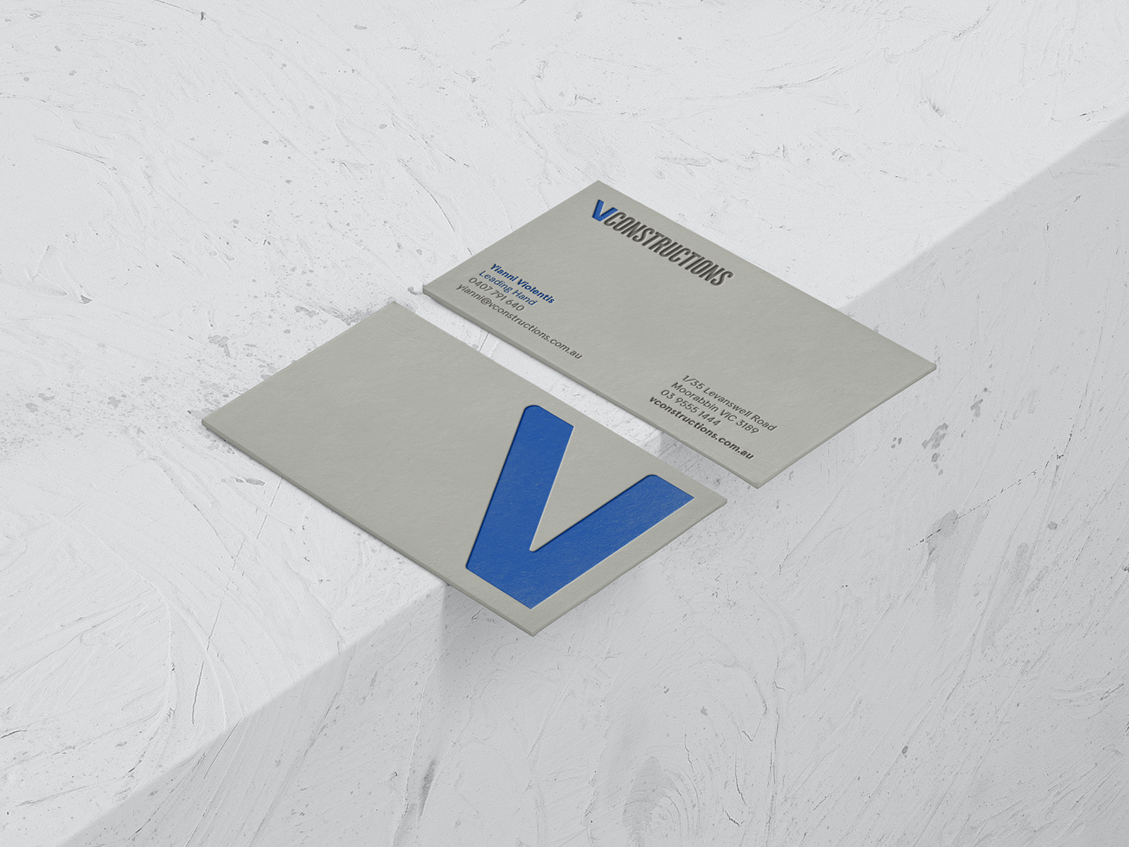 V Constructions branding business card design